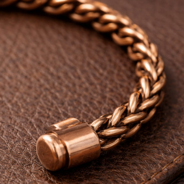 Copper Braided Kada Bracelet (Unisex Open Cuff)